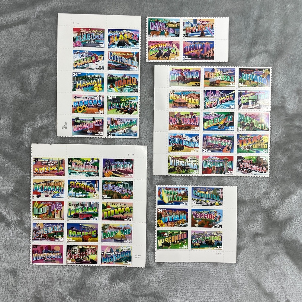 50 Stamps US States Greetings From America 34c USA Full Scott 3561  3610 MNH